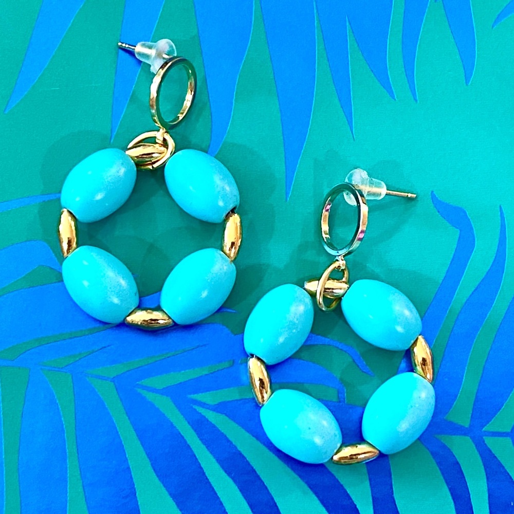 Turquoise Stone Earrings - Picture 13 of 14